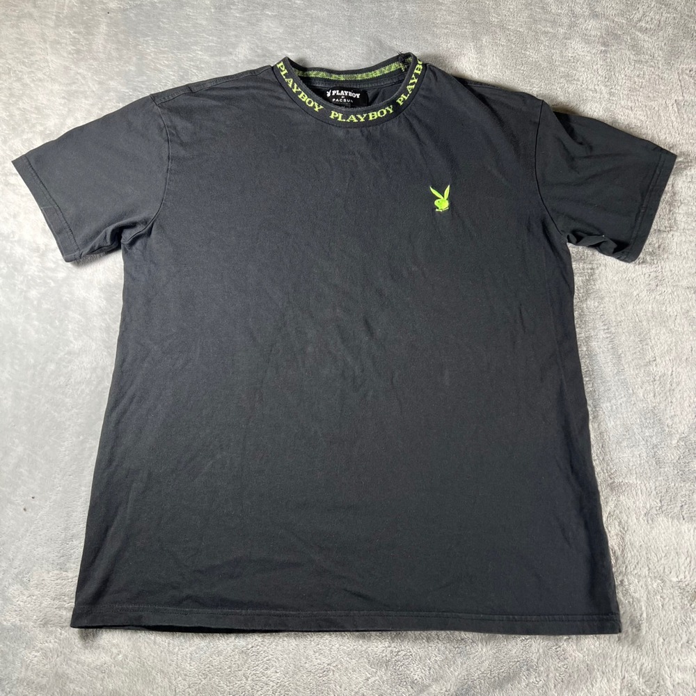 Playboy x Pacsun T-Shirt Black Green Bunny Logo Graphic Tee Men's Medium